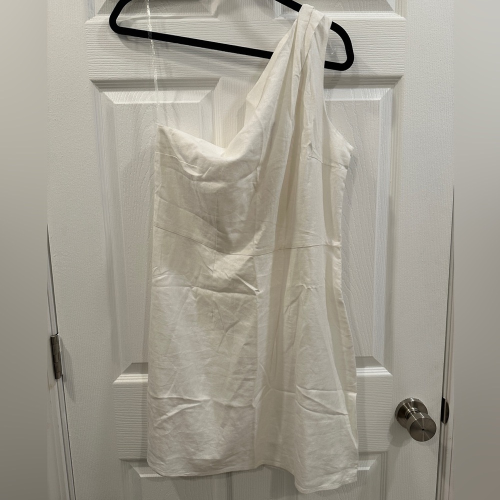 A new day linen blend single strap short dress invisible zipper size L NWT